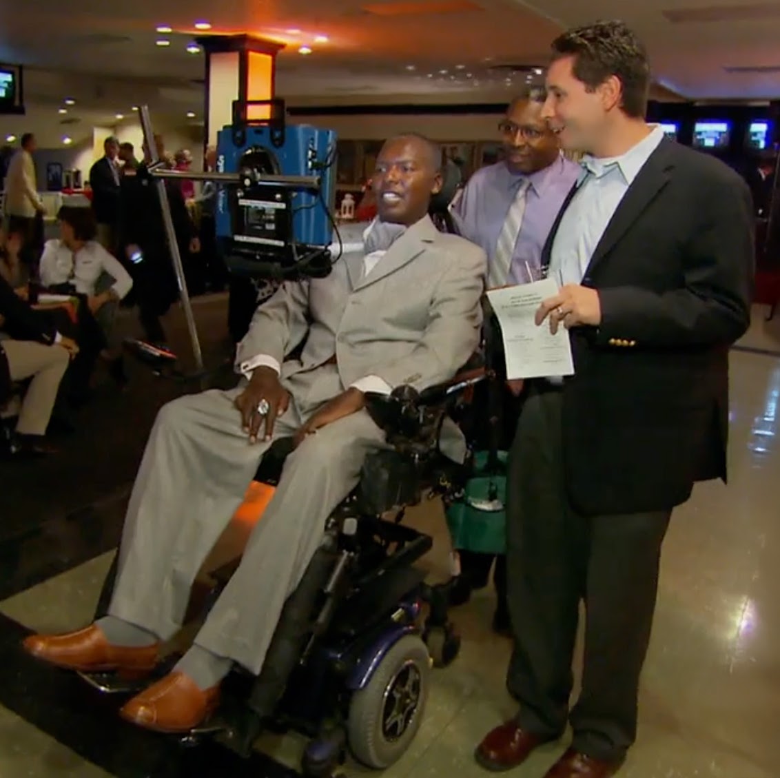 O.J. Brigance using an eye gaze machine